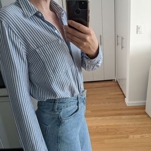 A&F blue pin stripe button down.